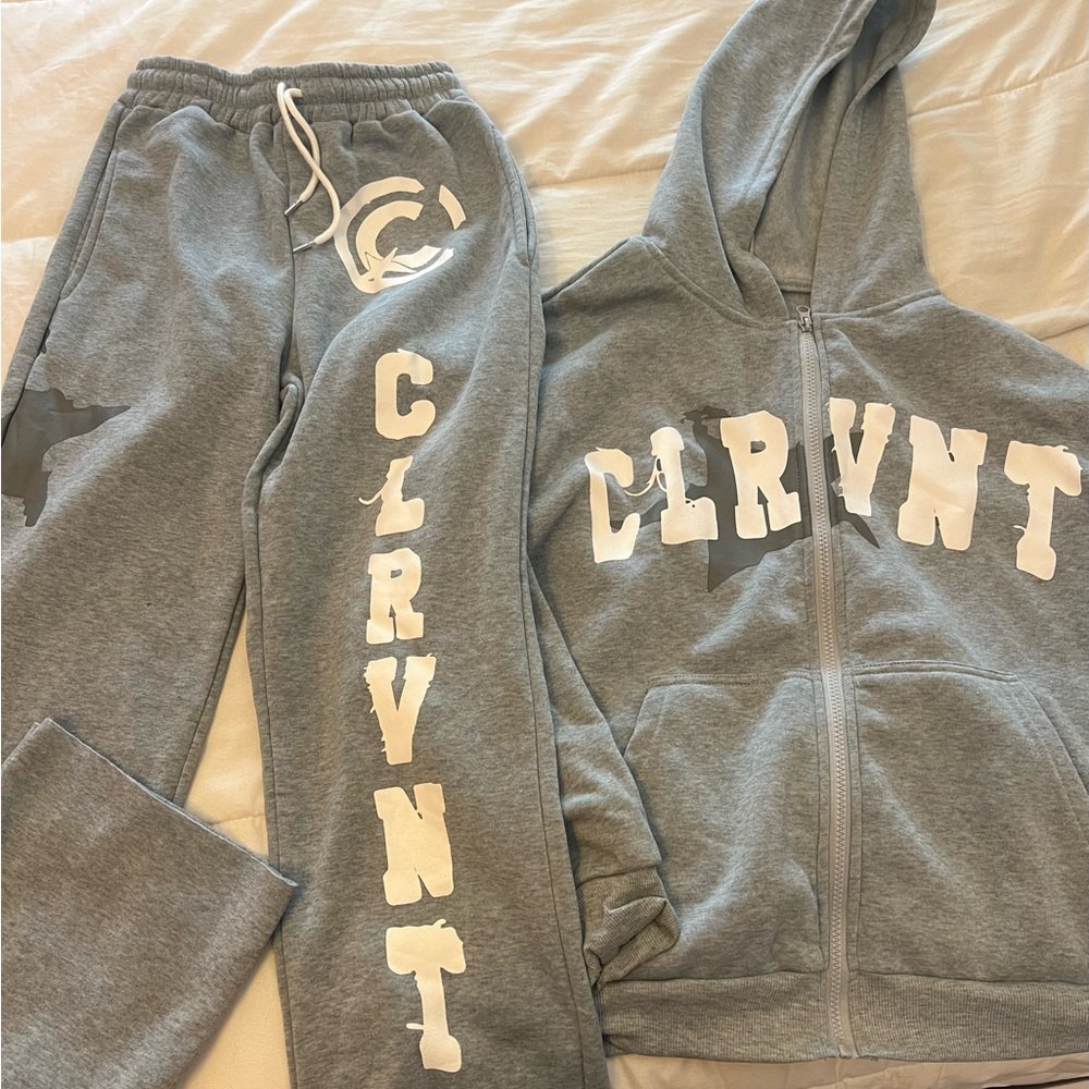Gray CLRVT Hoodie and Sweatpants Set